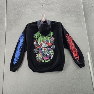 Six Flags Men‎ Hoodie 2XL Black Graphic Fleece Fright Fest Clowns Y2K